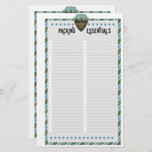 道路空白の旅行の梱包要項リスト 便箋 (正面/裏面)
