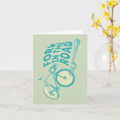 道路自転車のおもしろいフォーク カード (黄色い花)