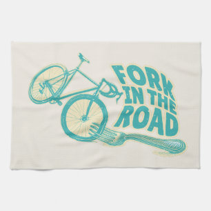 道路自転車のおもしろいフォーク キッチンタオル