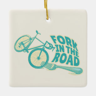 道路自転車のおもしろいフォーク セラミックオーナメント