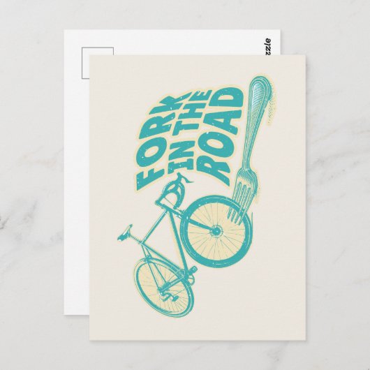 道路自転車のおもしろいフォーク ポストカード (正面/裏面)