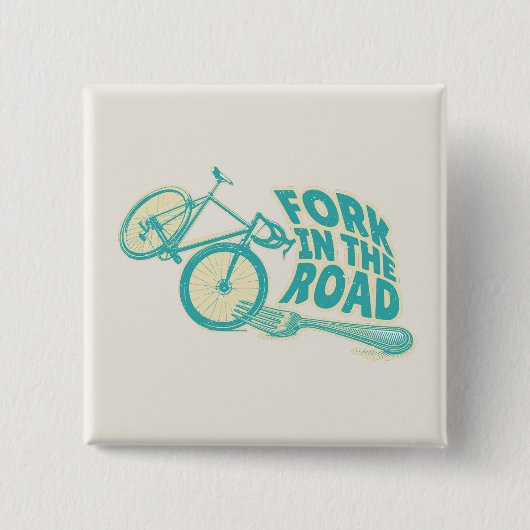 道路自転車のおもしろいフォーク 缶バッジ (正面)