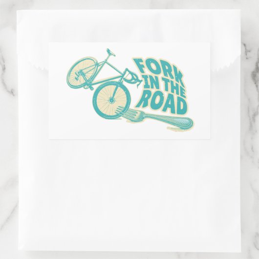 道路自転車のおもしろいフォーク 長方形シール (バッグ)
