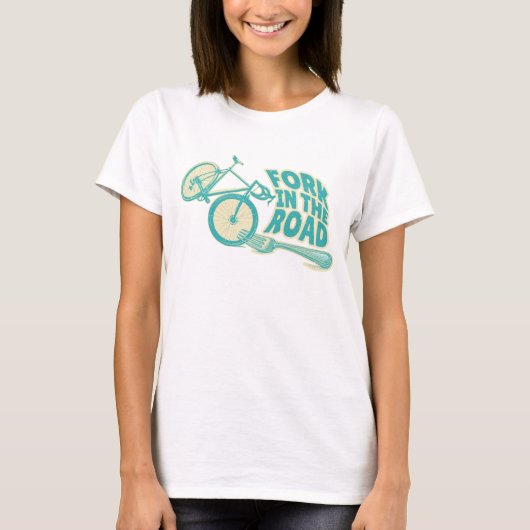 道路自転車のおもしろいフォーク Tシャツ (正面)