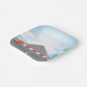 道路赤と白遮断遮断アクセス ペーパープレート (傾斜あり)