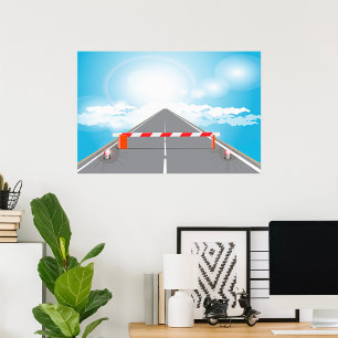道路赤と白遮断遮断アクセス ポスター