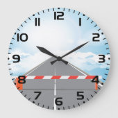 道路赤と白遮断遮断アクセス ラージ壁時計 (正面)
