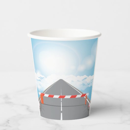 道路赤と白遮断遮断アクセス 紙コップ (正面)