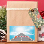 道路赤と白遮断遮断アクセス 長方形シール