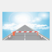道路赤と白遮断遮断アクセス 長方形シール (正面)