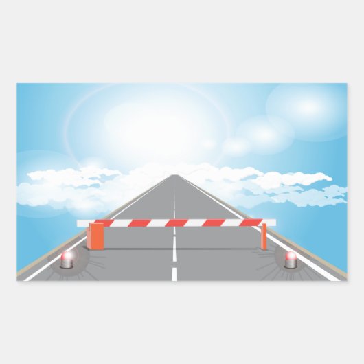 道路赤と白遮断遮断アクセス 長方形シール (正面)