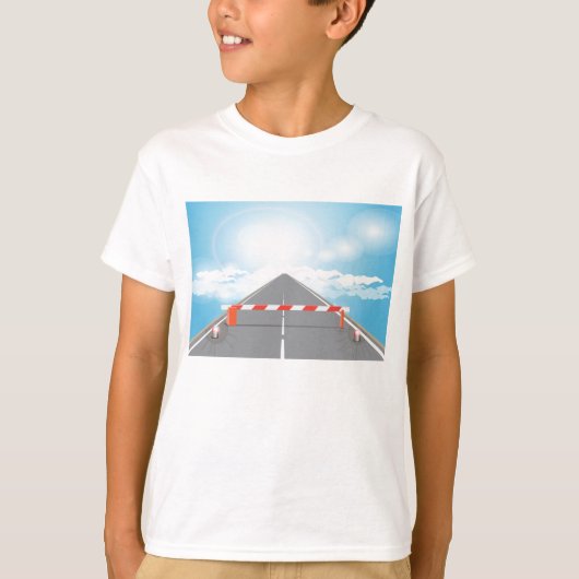道路赤と白遮断遮断アクセス Tシャツ (正面)