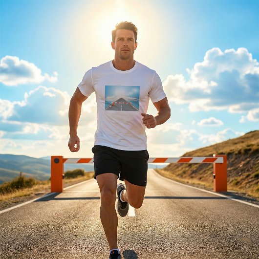 道路赤と白遮断遮断アクセス Tシャツ