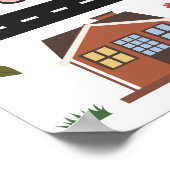 道路、車、家と子供の地図ゲーム ポスター (角)