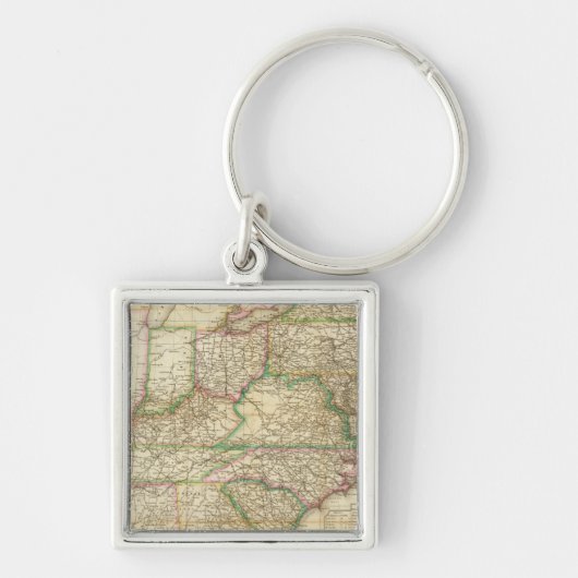 道路、運河、蒸気船の地図 キーホルダー (正面)