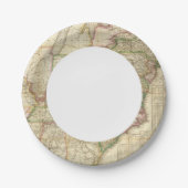 道路、運河、蒸気船の地図 ペーパープレート (正面)