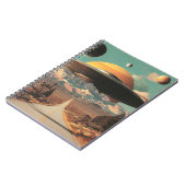 道路、UFO、土星を持つ超現実的な風景 ノートブック (左側)