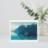 道頓堀の朝、道頓堀の朝、河瀬蓮井、ウッドカット ポストカード (スタンド正面)