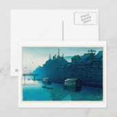 道頓堀の朝、道頓堀の朝、河瀬蓮井、ウッドカット ポストカード (正面/裏面)