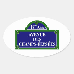 道des Champs-Elysees、パリの道路標識 楕円形シール