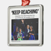 達することを保って下さい: オバマの2012年のクリスマスのオーナメント メタルオーナメント (左)