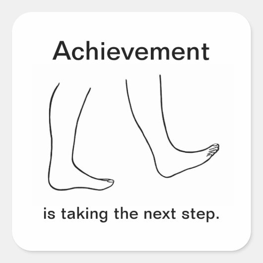 達成は次のステップを取っているステッカー スクエアシール (正面)
