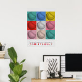 達成やる気を起こさせるレトロ野球ポップ・アートの芸術 ポスター (ホームオフィス)