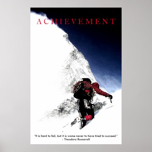 達成やる気を起こさせる引用文登山トップ ポスター (正面)