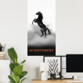 達成やる気を起こさせる白黒飼育馬 ポスター (ホームオフィス)
