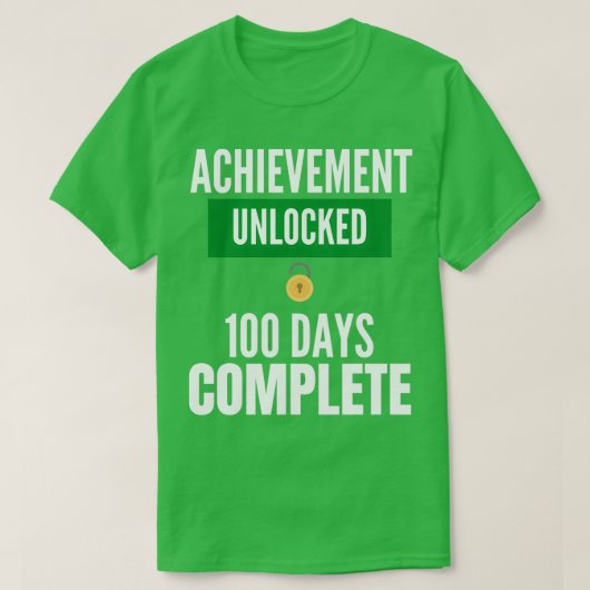 達成ロック解除100日完おもしろい了100日 Tシャツ (デザイン正面)