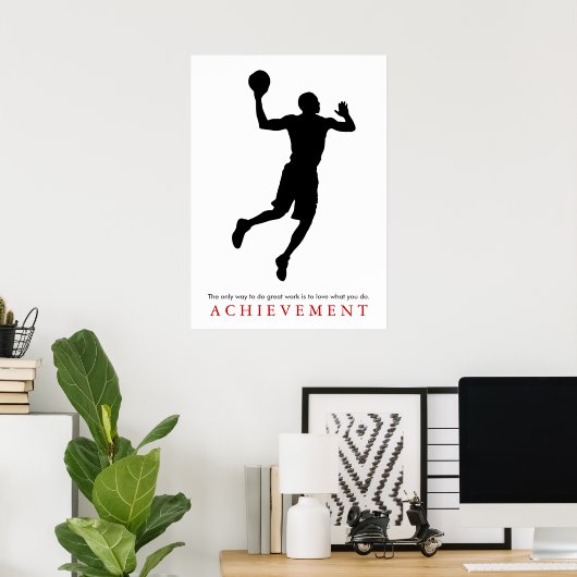 達成度引用文やる気を起こさせるバスケットボール選手 ポスター (ホームオフィス)