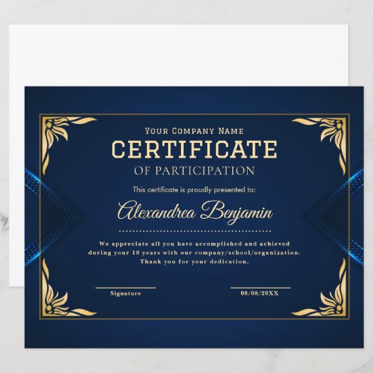 達成感謝証明書 (正面/裏面)