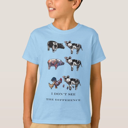 違いが見えないんだ、農場の動物たち Tシャツ (正面)