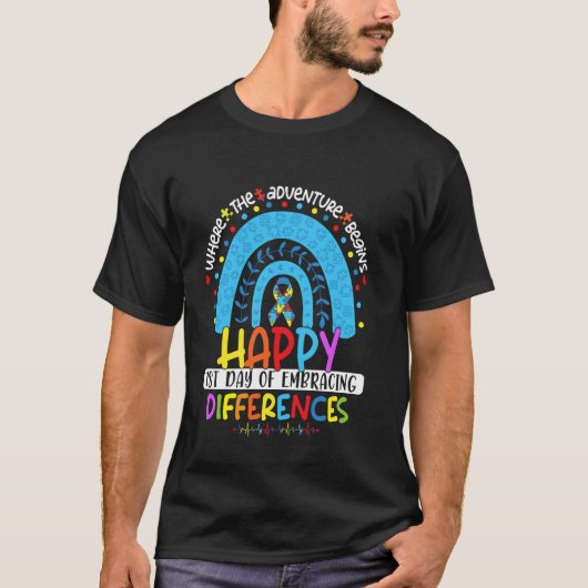 違いを受け入れる初日 自閉症啓発 Tシャツ (正面)
