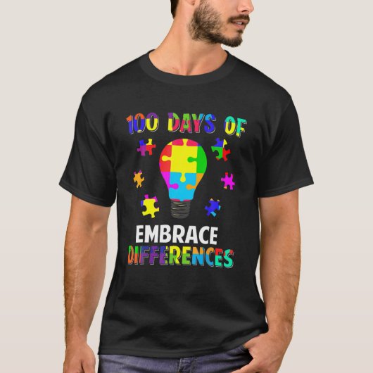 違いを受け入れる自閉症意識の100日 Tシャツ (正面)