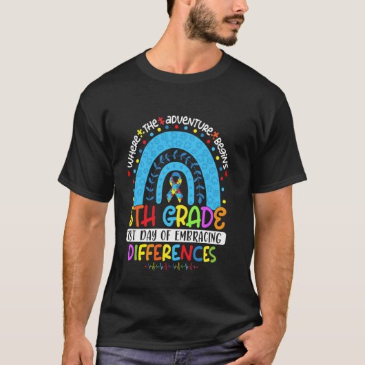 違いを受け入れる1日目 5年生 自閉症 Tシャツ (正面)