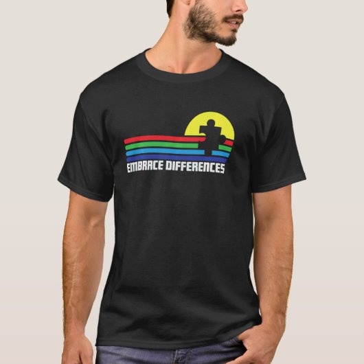 違いを受け入れる 自閉症啓発デーパズルピース Tシャツ (正面)
