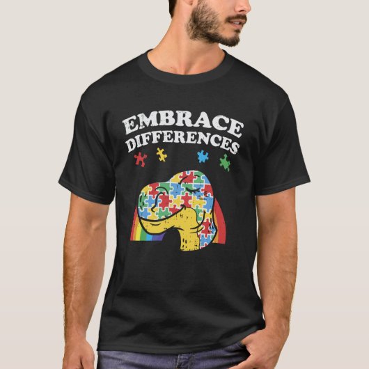 違いを受け入れる 自閉症啓発Tシャツ Tレックス Tシャツ (正面)