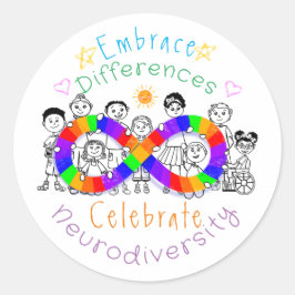違いを受け入れる…自閉症意識のステッカー ラウンドシール
