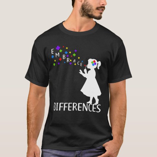 違いを受け入れる – 自閉症意識の日をサポート Tシャツ (正面)