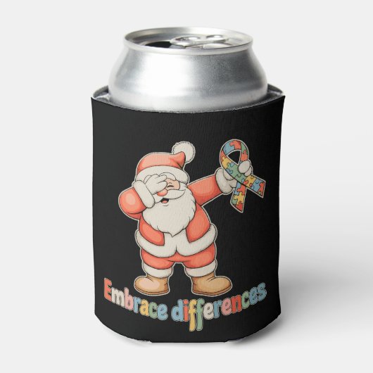 違いを受け入れる 自閉症 クリスマス サンタ 缶クーラー (缶正面)