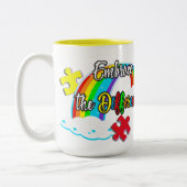 違いを受け入れ誇りを持ったる自閉症ママ ツートーンマグカップ (左)