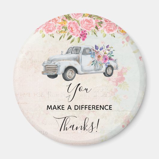 違いを生む ヴィンテージ ラスティック ピックアップ トラック マグネット (正面)