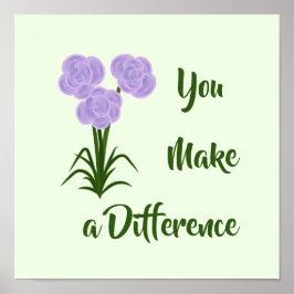 「違いを生む」紫ピンクの花プリント ポスター