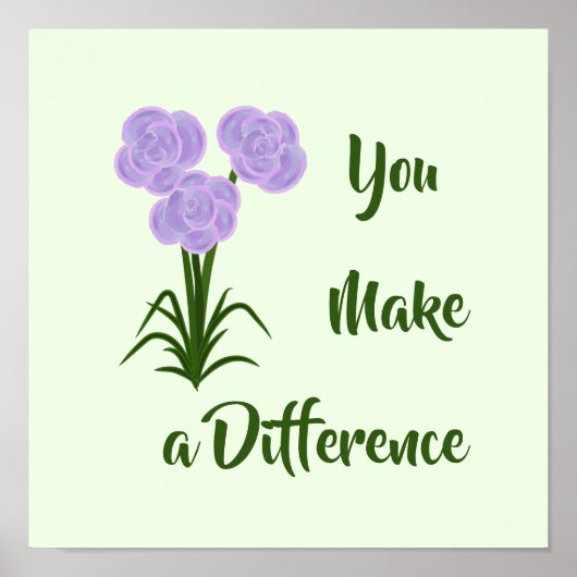 「違いを生む」紫ピンクの花プリント ポスター (正面)