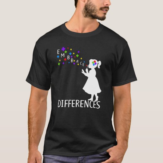 違いを認めよう 自閉症啓発デーをサポート Tシャツ (正面)