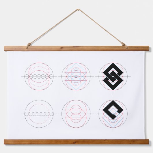 違い釘抜きの作図 吊り下げ型タペストリー (正面)