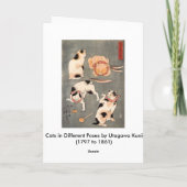 違うな姿勢の挨拶状の4匹の猫 カード (裏面)