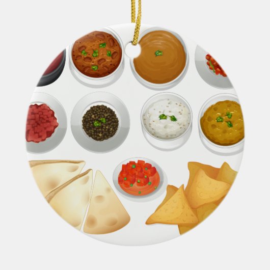 違うな種類のチップアンドディップ セラミックオーナメント (正面)