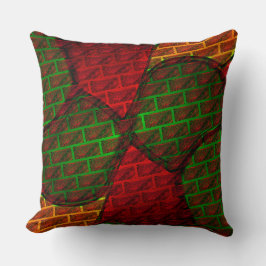 違うイメージモンタージュ，レンガ，赤，緑，黄 クッション